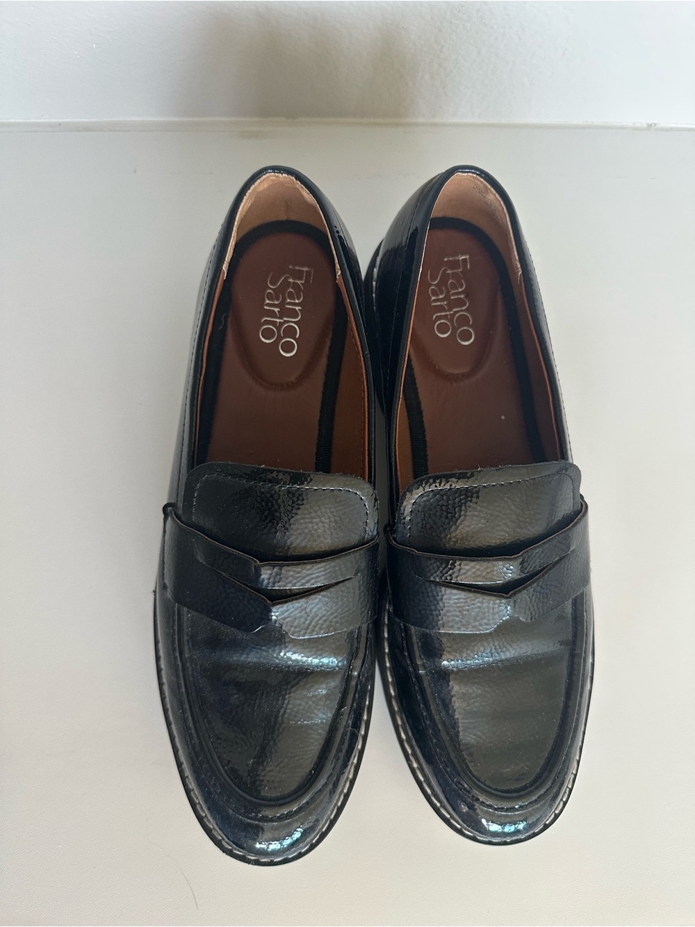 Franco Sarto Black Patent Penny Loafers